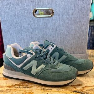New Balance Green Teal Suede Mesh Sneakers